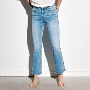 levi's denizen modern cropped kick flare jeans